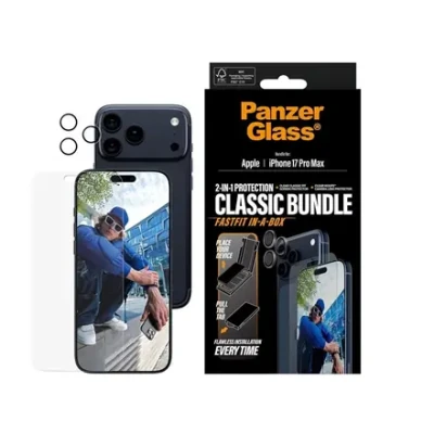 PanzerGlass 2-in-1 Classic Bundle  |  Screen Protector / Lens protector  |  Apple  |  iPhone 17 Pro Max  |  Transparent
