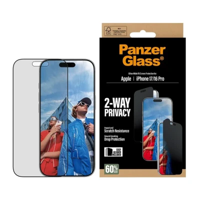 PanzerGlass Screen protector  |  Apple  |  iPhone 17 / iPhone 16 Pro  |  Tempered Glass  |  Transparent  |  Ultra-Wide Fit w. EasyAligner