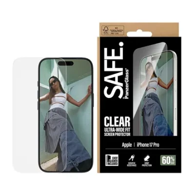 PanzerGlass Screen protector  |  Apple  |  iPhone 17 Pro  |  Transparent  |  Ultra-Wide Fit w. EasyAligner
