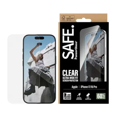PanzerGlass Screen protector  |  Apple  |  iPhone 16 Pro / iPhone 17  |  Transparent  |  Ultra-Wide Fit w. EasyAligner
