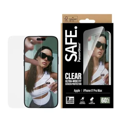 PanzerGlass Screen protector  |  Apple  |  iPhone 17 Pro Max  |  Transparent  |  Ultra-Wide Fit w. EasyAligner