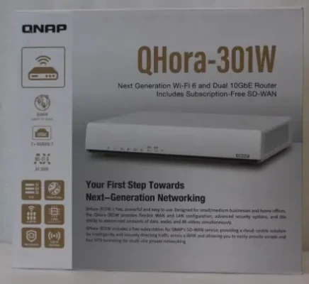 IZPĀRDOŠANA. QNAP QHora-301W WiFi 6 līdz 3.5Gbps ātrumam AX optimizēts četru kodolu procesors 4x4 MU-MIMO & OFDMA 2* 10GbE (Multi-Gig) WAN / LAN regulēšana  |  QNAP divjoslu maršrutētājs  |  QHora-301W  |  802.11ax  |  Ethernet LAN (RJ-45) porti 6  |  Mes