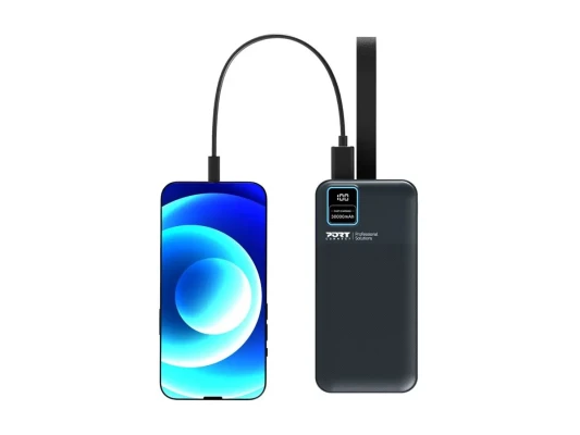 PORT CONNECT External USB-C battery integrated lamp  |  30000 mAh  |  Blue