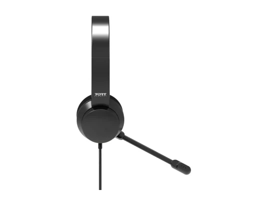 PORT CONNECT  |  USB Ērta stereo biroja mikrofona austiņas  |  Iebūvēts mikrofons  |  Vadu  |  Melna