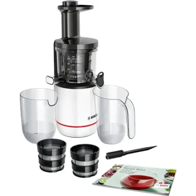 Bosch MESM500W VitaExtract Slow Juicer, 150 W, Capacity 1 L, Black / White