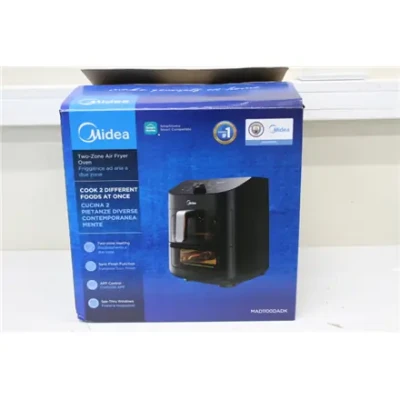 IZPĀRDOŠANA. Midea MAD1100DADK Air fryer digital,Two-zone cavity, 6.4L + 4.4L  |  Midea Two Zone Airfryer  |  MAD1100DADK  |  Power 1850 W  |  Capacity 4.4 / 6.4 L  |  Rapid Air technology  |  Black  |  USED, DIRTY, SCRATCHED ON TOP