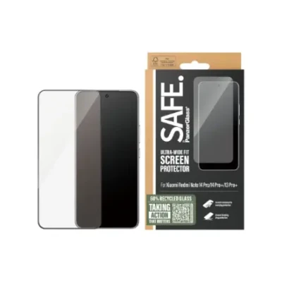 PanzerGlass SAFE  |  Ekrāna aizsargstikls Xiaomi Redmi Note 14 Pro  /  14 Pro+  /  13 Pro+  |  Rūdīts stikls  |  Ultra-Wide Fit