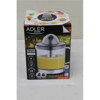 IZPĀRDOŠANA. Adler AD 4012 citrusaugļu sulu spiedējs, 2 spiedēšanas krūzes lieliem un maziem citrusaugļiem, 40W, melns  |  Adler citrusaugļu sulu spiedējs  |  AD 4012  |  Tips citrusaugļu sulu spiedējs  |  Melns  |  40 W  |  Ātrumu skaits 1  |  BOJĀTA IEP