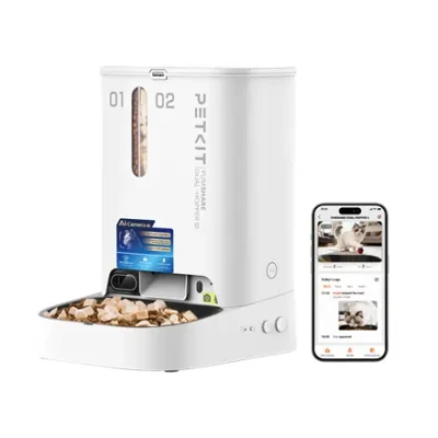 PETKIT YumShare Dual-hopper 2 Automatic Feeder with Camera  |  Capacity 5 L  |  Material ABS, 304 stainless steel  |  White