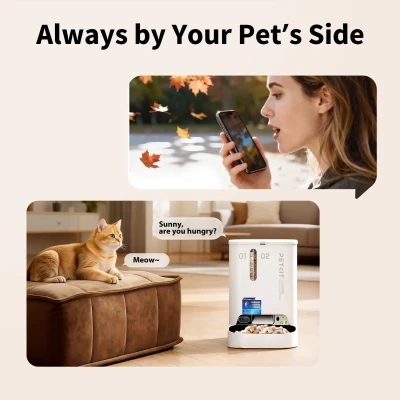PETKIT YumShare Dual-hopper 2 Automatic Feeder with Camera  |  Capacity 5 L  |  Material ABS, 304 stainless steel  |  White