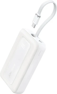 Anker Power Bank, Встроенный USB-C кабель, 30W  |  A1688H21  |  10000 мАч  |  Белый