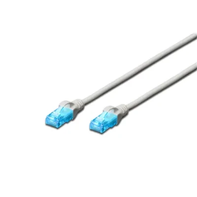 Digitus  |  Patch cord  |  CAT 5e U-UTP  |  Grey  |  Modular RJ45 (8 / 8) plug  |  Modular RJ45 (8 / 8) plug
