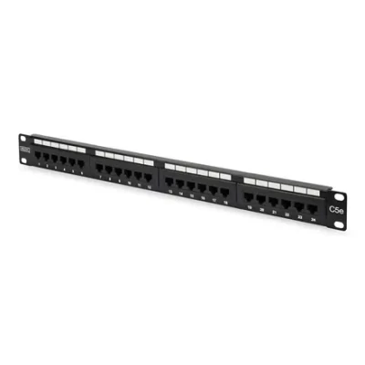 Digitus  |  Patch Panel  |  DN-91524U  |  Black  |  Category: CAT 5e; Ports: 24 x RJ45; Retention strength: 7.7 kg; Insertion force: 30N max  |  48.2 x 4.4 x 10.9 cm