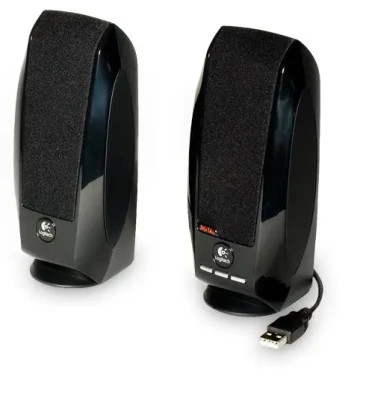 Logitech  |  LGT-S150  |  Общая мощность RMS: 1.2 ватт RMS (0.6 ватт на спутник) ; W  |  Черный  |  2.0 стерео колонки