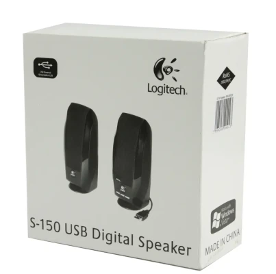 Logitech  |  LGT-S150  |  Общая мощность RMS: 1.2 ватт RMS (0.6 ватт на спутник) ; W  |  Черный  |  2.0 стерео колонки