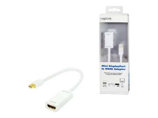 Logilink  |  Adapter Mini DisplayPort to HDMI with Audio:  |  Grey  |  Mini DisplayPort  |  HDMI A  |  0.1 m