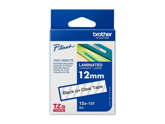 Brother  |  TZe-131 Laminated Tape  |  Black on Clear  |  TZe  |  8 m  |  1.2 cm