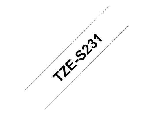 Brother  |  TZ-S231 Ламинированная лента с сильным клеем  |  Черный на белом  |  TZe  |  8 м  |  1.2 см