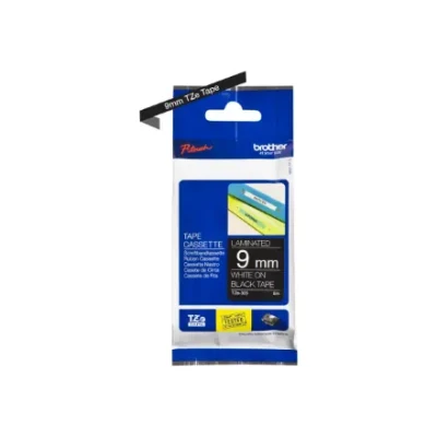 Brother  |  TZe-325 Laminated Tape  |  White on Black  |  TZe  |  8 m  |  9 cm