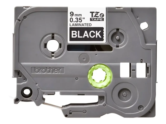 Brother  |  TZe-325 Laminated Tape  |  White on Black  |  TZe  |  8 m  |  9 cm