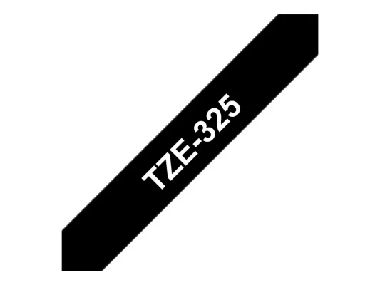 Brother  |  TZe-325 Laminated Tape  |  White on Black  |  TZe  |  8 m  |  9 cm
