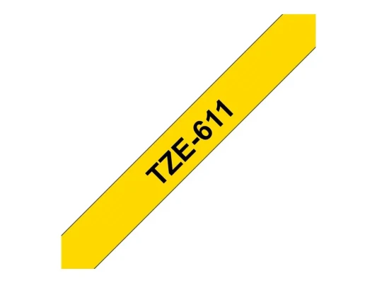 Brother  |  TZe-611 Laminated Tape  |  Black on Yellow  |  TZe  |  8 m  |  6 cm