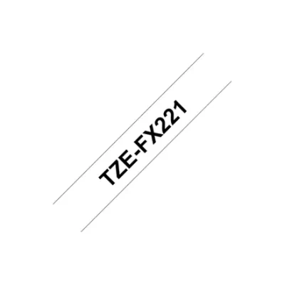 Brother  |  TZe-FX221 Flexible ID Laminated Tape  |  Black on White  |  TZe  |  8 m  |  0.9 cm