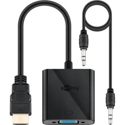 Goobay  |  HDMI / VGA adapter, nickel plated  |  68793  |  Black  |  HDMI male (type A)  |  VGA female (15-pin)