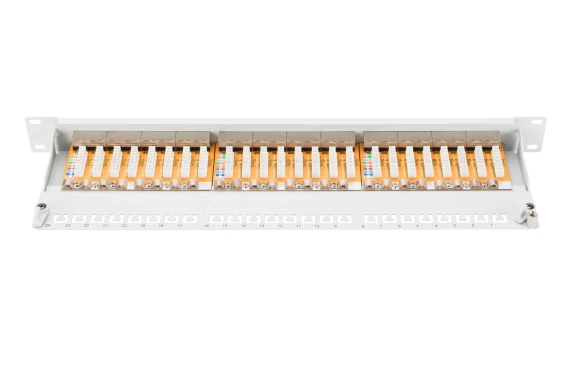 Digitus  |  Patch Panel  |  DN-91624S  |  White  |  Category: CAT 6; Ports: 24 x RJ45; Retention strength: 7.7 kg; Insertion force: 30N max  |  48.2 x 4.4 x 10.9 cm