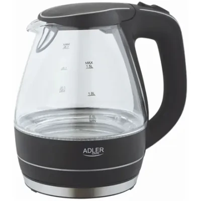 Kettle  |  Adler  |  Kettle  |  AD 1224  |  Standard  |  2000 W  |  1.5 L  |  Glass  |  360° rotational base  |  Black