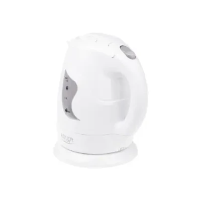 Adler  |  Tējkanna  |  AD 08  |  Standarts  |  850 W  |  1 L  |  Plastmasa  |  360° rotējoša pamatne  |  Balta