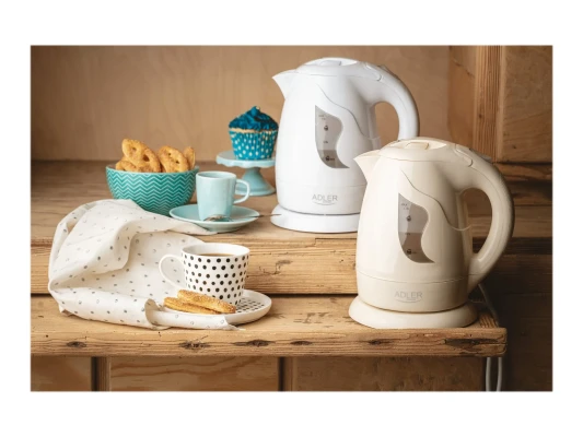 Adler  |  Kettle  |  AD 08 b  |  Standard  |  850 W  |  1 L  |  Plastic  |  360° rotational base  |  Beige