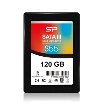 Silicon Power  |  Slim S55  |  120 GB  |  SSD SATA interfeiss  |  Lasīšanas ātrums 550 MB / s  |  Rakstīšanas ātrums 420 MB / s