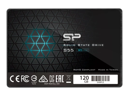 Silicon Power  |  Slim S55  |  120 GB  |  SSD SATA interfeiss  |  Lasīšanas ātrums 550 MB / s  |  Rakstīšanas ātrums 420 MB / s
