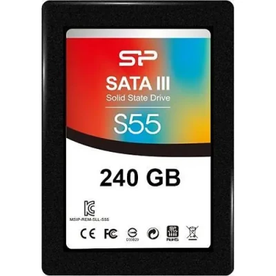 Silicon Power  |  Slim S55  |  240 GB  |  SSD SATA interfeiss  |  Lasīšanas ātrums 550 MB / s  |  Rakstīšanas ātrums 450 MB / s