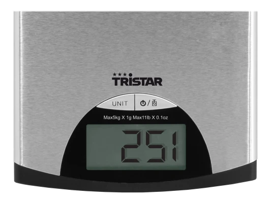 Tristar  |  Kitchen scale  |  KW-2435  |  Maximum weight (capacity) 5 kg  |  Metallic