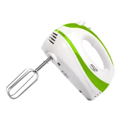 Adler  |  Mikseris  |  AD 4205 g  |  Rokas mikseris  |  300 W  |  Ātrumu skaits 5  |  Turbo režīms  |  Balts / Zaļš