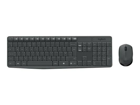 Logitech  |  MK235  |  Keyboard and Mouse Set  |  Wireless  |  Mouse included  |  Batteries included  |  US  |  Black  |  475 g
