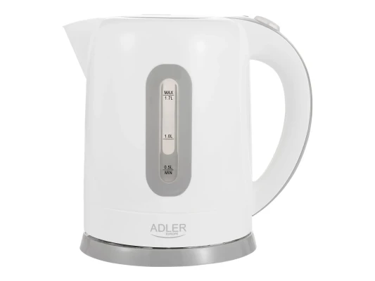 Adler  |  Kettles  |  AD 1234  |  Standard kettle  |  2200 W  |  1.7 L  |  Plastic  |  360° rotational base  |  White
