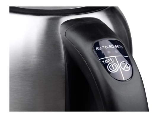 Camry  |  Kettle  |  CR 1253  |  With electronic control  |  2200 W  |  1.7 L  |  Stainless steel  |  360° rotational base  |  Stainless steel