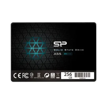 Silicon Power  |  A55  |  256 GB  |  SSD form factor 2.5"  |  Solid-state drive interface SATA  |  Read speed 550 MB / s  |  Write speed 450 MB / s
