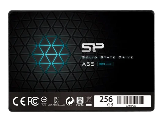 Silicon Power  |  A55  |  256 GB  |  SSD form factor 2.5"  |  Solid-state drive interface SATA  |  Read speed 550 MB / s  |  Write speed 450 MB / s