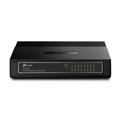 TP-LINK  |  Switch  |  TL-SF1016D  |  Desktop  |  10 / 100 Mbps (RJ-45) ports quantity 16  |  Power supply type External