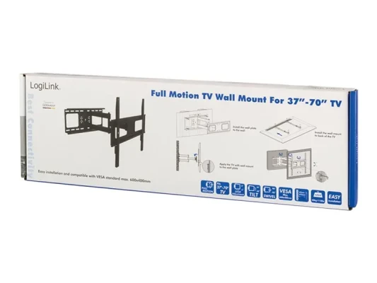 Logilink BP0028 TV Wall mount, 37"-70", tilt +10°-20°,swievel +-90°, 475mm  |  Logilink  |  Wall Mount  |  37-70 "  |  Maximum weight (capacity) 50 kg  |  Black