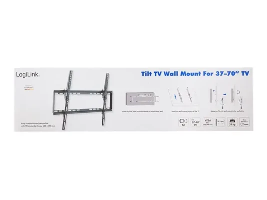 Logilink BP0039 TV Wall mount, 37"-70"", tilt, small  |  Logilink  |  Wall Mount  |  BP0039  |  37-70 "  |  Maximum weight (capacity) 35 kg  |  Black