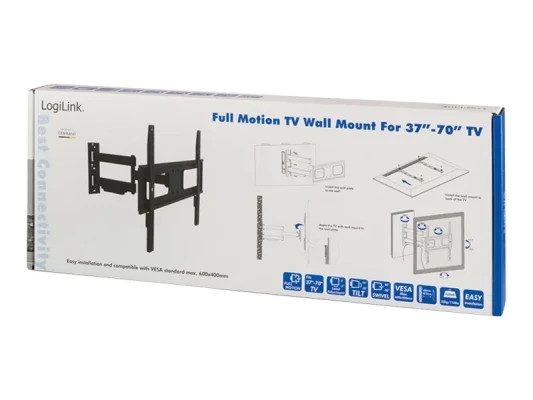 Logilink BP0019 TV Wall mount, 37"-70", tilt +10°-20°,swievel +-90°, 473mm  |  Logilink  |  Wall Mount  |  BP0019  |  37-70 "  |  Maximum weight (capacity) 50 kg  |  Black