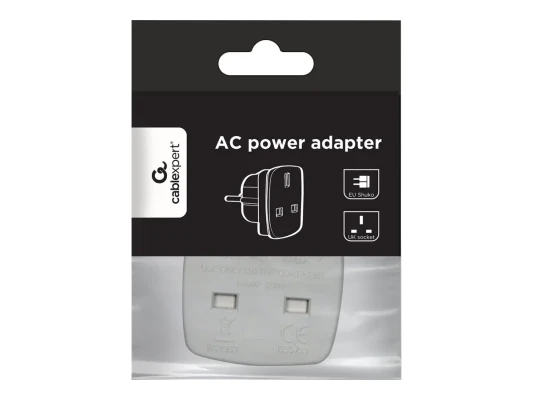 Gembird  |  AC power adapter, UK socket to EU Schuko plug, 7.5 A  |  Travel adapter