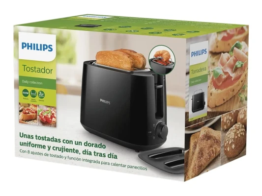 Philips  |  Daily collection toaster  |  HD2582 / 90  |  Power 830 W  |  Number of slots 2  |  Housing material Plastic  |  Black