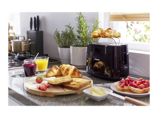 Philips  |  Daily collection toaster  |  HD2582 / 90  |  Power 830 W  |  Number of slots 2  |  Housing material Plastic  |  Black