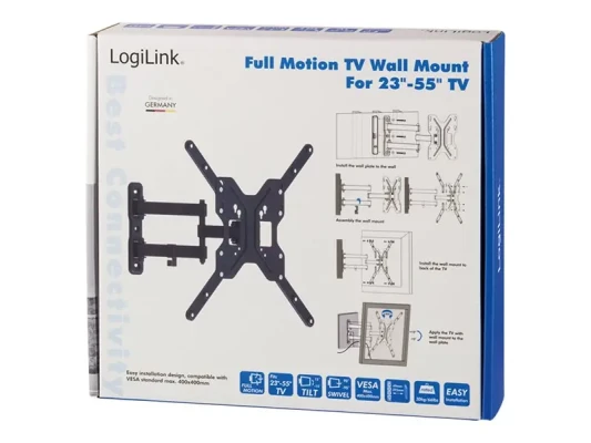Logilink BP0016 TV Wall mount, 23"-55", tilt +15°-15°,swievel +-90°, 395mm  |  Logilink
